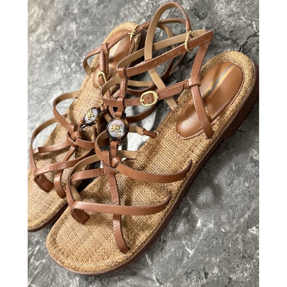 Sam Edelman Gwen Strappy Gladiator Leather Sandal Double Buckle Cognac Sz 8 - Picture 6 of 11